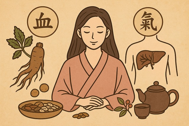 東洋医学のイラスト 血と氣