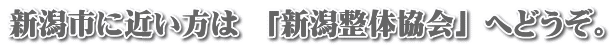 新潟市に近い方は  「新潟整体協会」 へどうぞ。